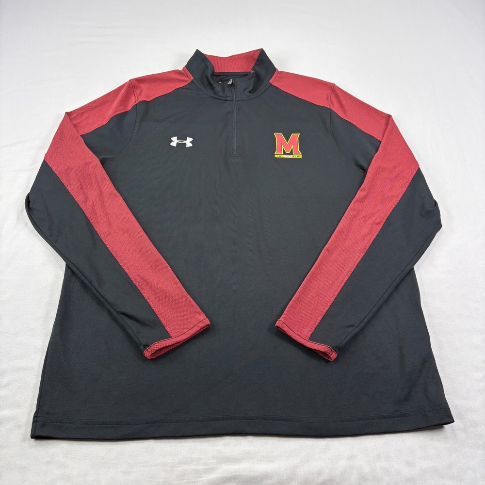 Maryland Terrapins Sweatshirt Mens L Under Armour 1/4 Zip Pullover Lightweight
